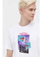 Vans tricou din bumbac culoarea alb, cu imprimeu