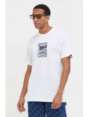 Vans tricou din bumbac culoarea alb, cu imprimeu