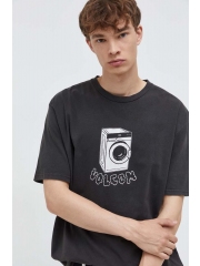 Volcom tricou din bumbac barbati, culoarea gri, cu imprimeu