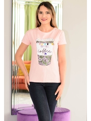 Tricou Coffee First Pink