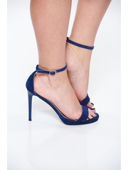 Sandale albastre elegante din piele naturala cu toc inalt de 11 cm