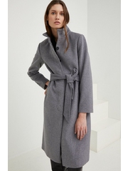 Answear Lab palton de lana culoarea gri, de tranzitie