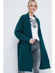 Medicine cardigan de lana femei, culoarea verde, călduros